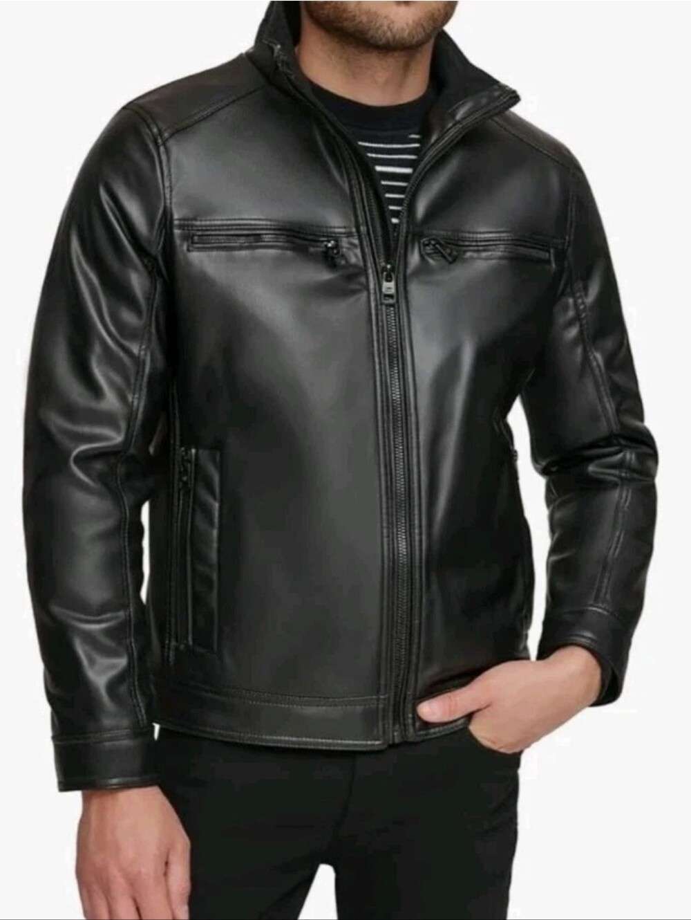 Calvin Klein Everday Essential Faux Leather Jacket M Moto Classic Capsule